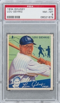 1934 Goudey #61 Lou Gehrig - PSA NM-MT 8 